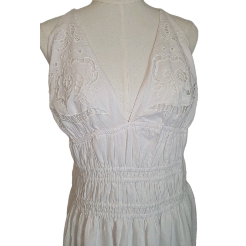 NWT XL White Eyelet Cutout Dress w/Adjustable Spaghetti Straps MSRP $48 - Picture 3 of 12
